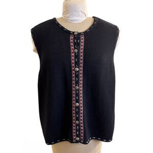 Bechamel Women’s Sweater Vest Button Front Sz. XL Substantial Round Neck